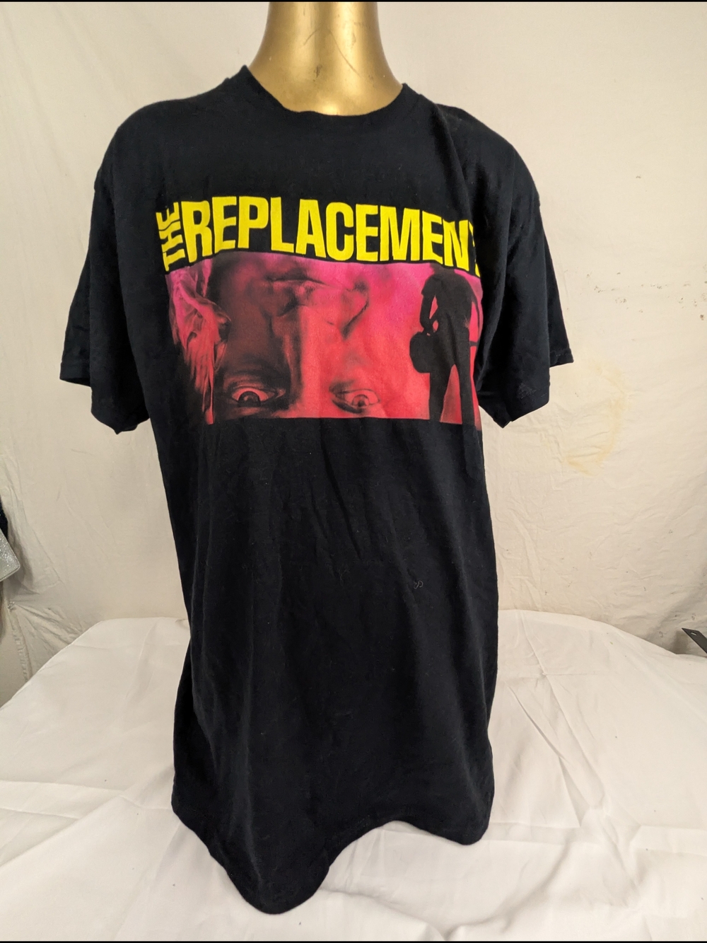 The Replacements Men's Black Band T-Shirt - Yellow & Pink Graphics Large